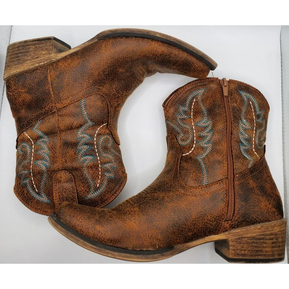 Roper Women's Vintage Western Booties Size 8.5 Snip Toe Side Zip